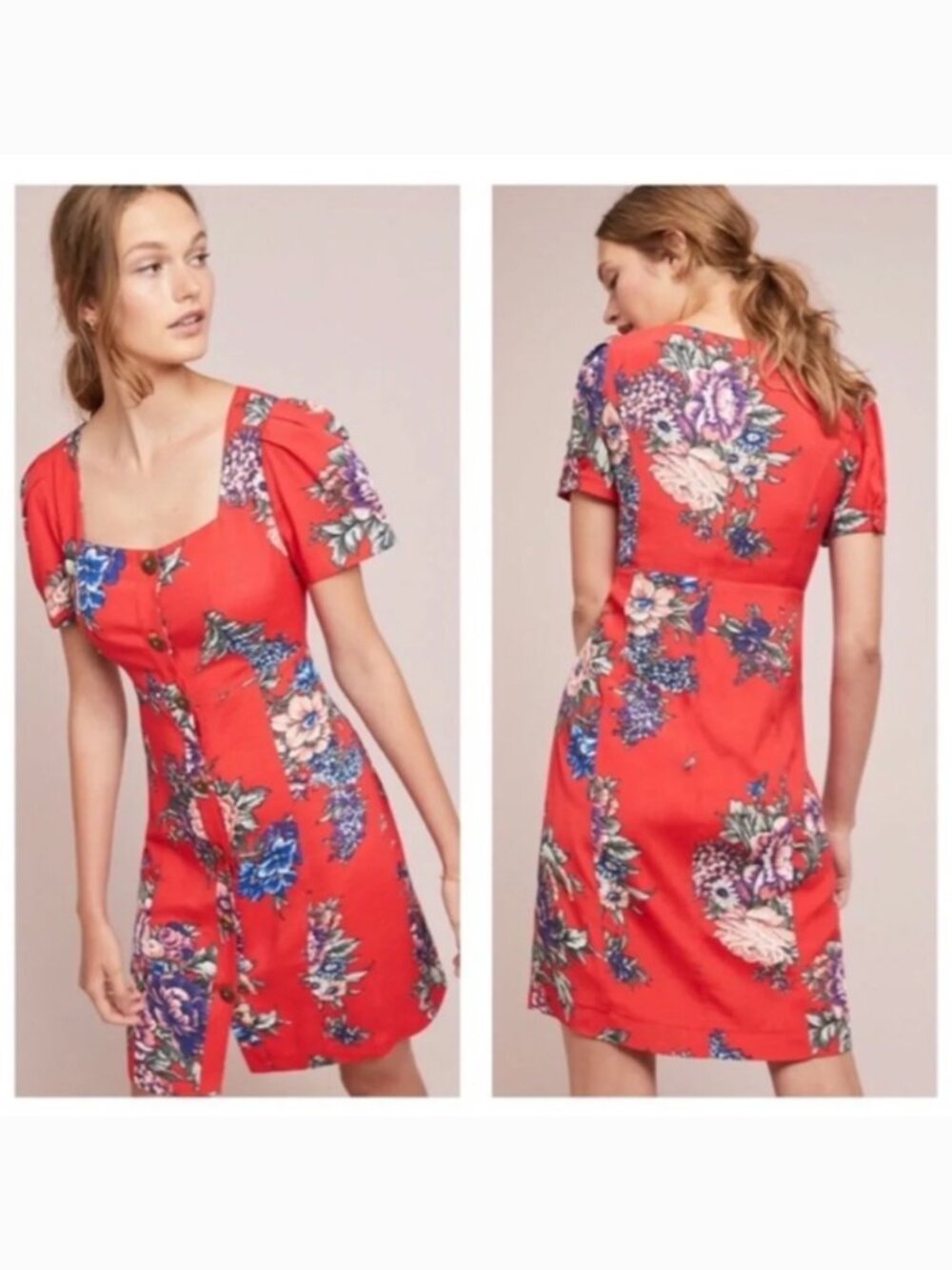 Maeve Caldwell floral button-front dress